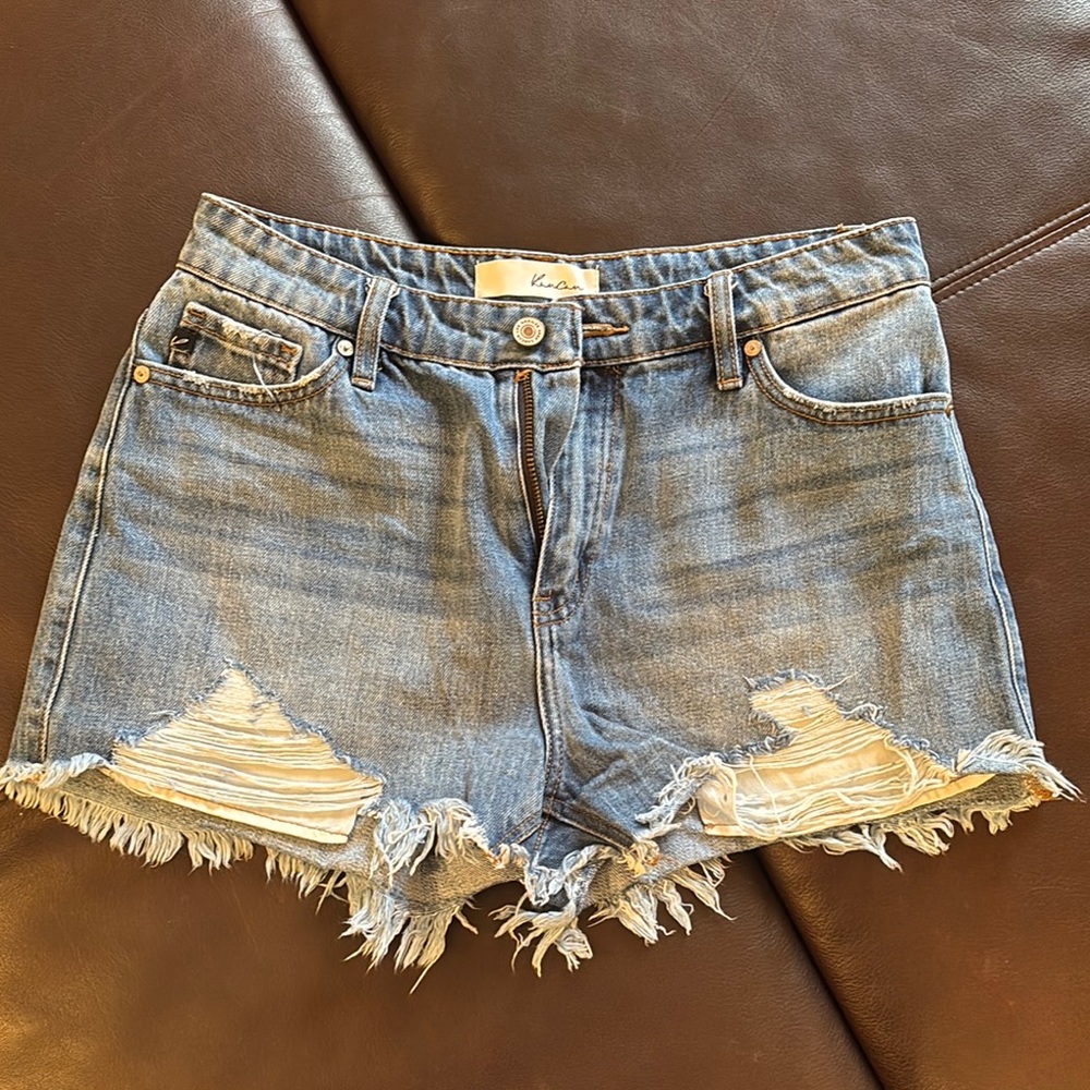 Kancan Blue Distressed Denim Shorts